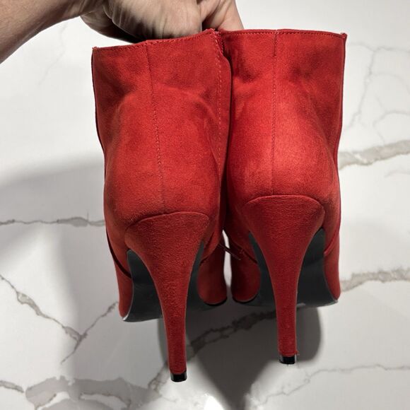 Madden Girl Women’s Sally Red Suede PU Stiletto Booties Ankle Boots Size 7.5 - Picture 6 of 12